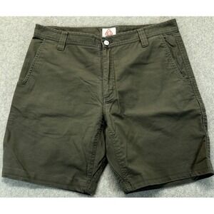 Livsn Mens Flex Canvas Chino Shorts Olive Green Stretch Flat Front Outdoor 34